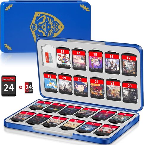 Switch Game Case Holder with 24 Cartridge Slots and 24 Micro SD Card Storage, Slim Portable Game Organizer Traveler Gift Accessories with Magnetic Closure, Protective Hard Shell and Soft Lining in Saudi Arabia