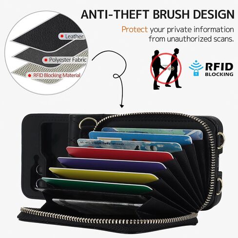 NINKI Compatible Samsung Galaxy Z Flip 4 Case Wallet with Card Holder,Shockproof Leather Detachable Crossbody Lanyard Case for Samsung Z Flip 4 Wallet Case Purse,Galaxy Z Flip 4 Case for Women Black in Kuwait