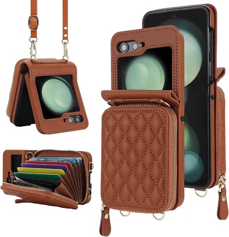 NINKI Compatible Samsung Galaxy Z Flip 4 Case Wallet with Card Holder,Shockproof Leather Detachable Crossbody Lanyard Case for Samsung Z Flip 4 Wallet Case Purse,Galaxy Z Flip 4 Case for Women Black in Kuwait