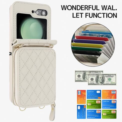 محفظة NINKI متوافقة مع هاتف Samsung Galaxy Z Flip 5 مع حامل بطاقة، حافظة جلدية مقاومة للصدمات وقابلة للفصل لهاتف Samsung Z Flip 5، حافظة محفظة لهاتف Samsung Z Flip 5، حافظة Galaxy Z Flip 5 للنساء باللون الأسود in Kuwait