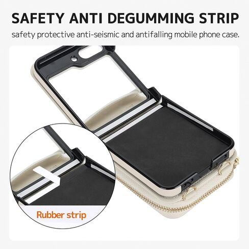 محفظة NINKI متوافقة مع هاتف Samsung Galaxy Z Flip 5 مع حامل بطاقة، حافظة جلدية مقاومة للصدمات وقابلة للفصل لهاتف Samsung Z Flip 5، حافظة محفظة لهاتف Samsung Z Flip 5، حافظة Galaxy Z Flip 5 للنساء باللون الأسود in Kuwait