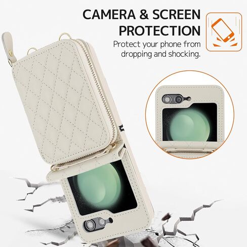 محفظة NINKI متوافقة مع هاتف Samsung Galaxy Z Flip 5 مع حامل بطاقة، حافظة جلدية مقاومة للصدمات وقابلة للفصل لهاتف Samsung Z Flip 5، حافظة محفظة لهاتف Samsung Z Flip 5، حافظة Galaxy Z Flip 5 للنساء باللون الأسود in Kuwait