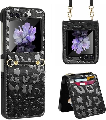 حافظة uCOLOR Crossbody Flip لهاتف Samsung Galaxy Z Flip 4 حافظة 5G (2022) محفظة مع فتحات لحامل البطاقات وأشرطة معصم للكتف (ذهبي وردي، Z Flip 4) in Kuwait