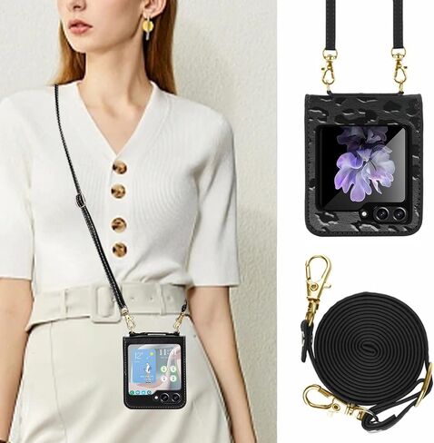 حافظة uCOLOR Crossbody Flip لهاتف Samsung Galaxy Z Flip 4 حافظة 5G (2022) محفظة مع فتحات لحامل البطاقات وأشرطة معصم للكتف (ذهبي وردي، Z Flip 4) in Kuwait
