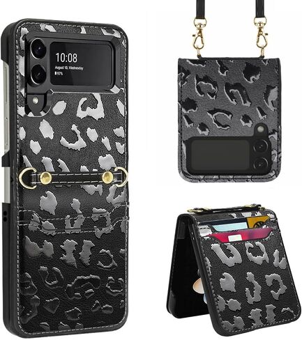 حافظة uCOLOR Crossbody Flip لهاتف Samsung Galaxy Z Flip 4 حافظة 5G (2022) محفظة مع فتحات لحامل البطاقات وأشرطة معصم للكتف (ذهبي وردي، Z Flip 4) in Kuwait