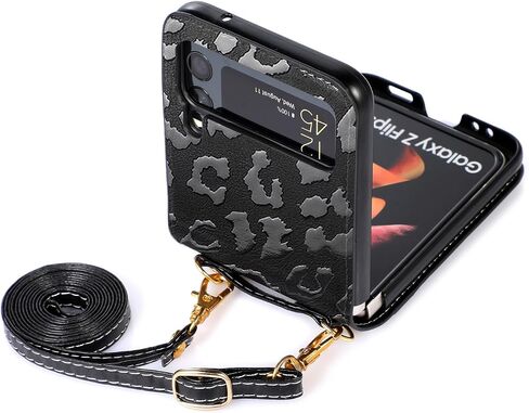 حافظة uCOLOR Crossbody Flip لهاتف Samsung Galaxy Z Flip 4 حافظة 5G (2022) محفظة مع فتحات لحامل البطاقات وأشرطة معصم للكتف (ذهبي وردي، Z Flip 4) in Kuwait