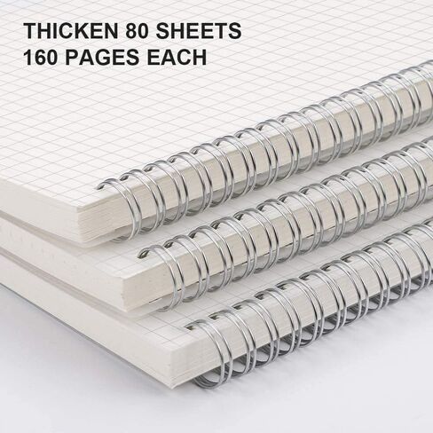 RETTACY Bullet Dotted Journal 3 عبوات - دفتر ملاحظات حلزوني شبكي منقط مقاس A5 مع 160 صفحة في كل حزمة، ورق ممتاز خالٍ من الأحماض 100 جرام في المتر المربع، يوميات رصاصة، رسم، ربط حلزوني مزدوج السلك، 5.7 بوصة × 8.22 بوصة in Kuwait