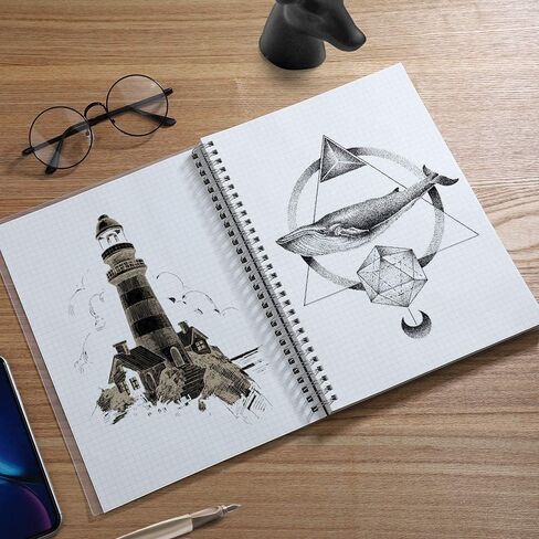 RETTACY Bullet Dotted Journal 3 عبوات - دفتر ملاحظات حلزوني شبكي منقط مقاس A5 مع 160 صفحة في كل حزمة، ورق ممتاز خالٍ من الأحماض 100 جرام في المتر المربع، يوميات رصاصة، رسم، ربط حلزوني مزدوج السلك، 5.7 بوصة × 8.22 بوصة in Kuwait