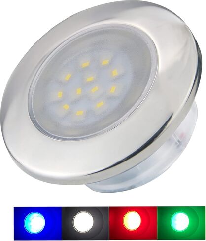 أضواء القارب الداخلية LED أضواء المجاملة البحرية أضواء مقصورة القارب RGBW الفولاذ المقاوم للصدأ فلوش جبل 12 فولت 2.76 بوصة in Kuwait