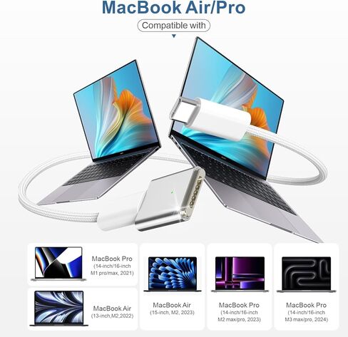 كابل USB-C إلى مغناطيسي 3 بقدرة 140 واط، محول شحن لجهاز MacBook Pro 2023 (M2,14/16 بوصة)، MacBook Air 2022 (M2)، MacBook Pro 2021 (M1، 14/16 بوصة) مع كابل شحن من النوع C بقدرة 240 واط ( 2 م/6.6 قدم) in Kuwait