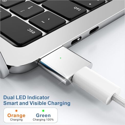 كابل USB-C إلى مغناطيسي 3 بقدرة 140 واط، محول شحن لجهاز MacBook Pro 2023 (M2,14/16 بوصة)، MacBook Air 2022 (M2)، MacBook Pro 2021 (M1، 14/16 بوصة) مع كابل شحن من النوع C بقدرة 240 واط ( 2 م/6.6 قدم) in Kuwait