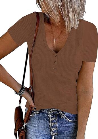 lime flare Women Summer Ribbed Knit T Shirt Tee Tops Casual Dressy Rib Tshirt Tunic in Saudi Arabia