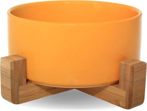 MW Concept Ceramic Bowl for Dog and Cat Food 13.5 OZ | Dog Bowl with Anti Slip Wooden Stand | Ceramic Dog Bowls | Ceramic Bowls for Cats | Pet Feeding Station with Wooden Stand | Bowl for Dogs (Green) in Saudi Arabia