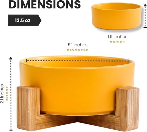 MW Concept Ceramic Bowl for Dog and Cat Food 13.5 OZ | Dog Bowl with Anti Slip Wooden Stand | Ceramic Dog Bowls | Ceramic Bowls for Cats | Pet Feeding Station with Wooden Stand | Bowl for Dogs (Green) in Saudi Arabia