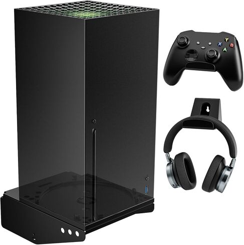 مجموعة Allnice Xbox Series X للتثبيت على الحائط، ملحقات تثبيت قابلة للدوران لـ Xbox Series X مع خطافين لحمل وحدة التحكم وتصميم حامل الحائط لسماعة الرأس لتوفير المساحة (التثبيت على الحائط) in Kuwait