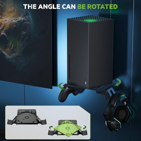 مجموعة Allnice Xbox Series X للتثبيت على الحائط، ملحقات تثبيت قابلة للدوران لـ Xbox Series X مع خطافين لحمل وحدة التحكم وتصميم حامل الحائط لسماعة الرأس لتوفير المساحة (التثبيت على الحائط) in Kuwait
