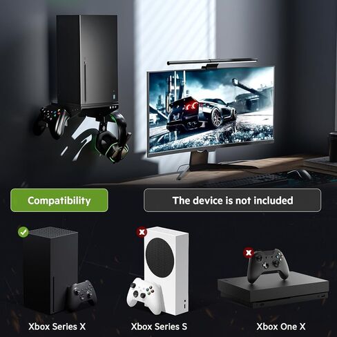 مجموعة Allnice Xbox Series X للتثبيت على الحائط، ملحقات تثبيت قابلة للدوران لـ Xbox Series X مع خطافين لحمل وحدة التحكم وتصميم حامل الحائط لسماعة الرأس لتوفير المساحة (التثبيت على الحائط) in Kuwait