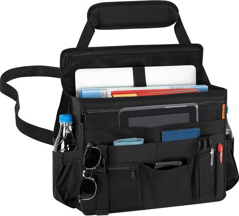 منظم المقعد الأمامي والخلفي للسيارة مع مساحة تخزين مخصصة للكمبيوتر اللوحي/الكمبيوتر المحمول وأشرطة جانبية ثابتة وحزام كتف ناعم قابل للتعديل، وحجرة متعددة الوظائف للتخزين باللون الأسود in Kuwait