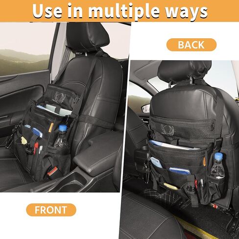 منظم المقعد الأمامي والخلفي للسيارة مع مساحة تخزين مخصصة للكمبيوتر اللوحي/الكمبيوتر المحمول وأشرطة جانبية ثابتة وحزام كتف ناعم قابل للتعديل، وحجرة متعددة الوظائف للتخزين باللون الأسود in Kuwait