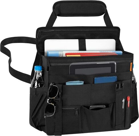 منظم المقعد الأمامي والخلفي للسيارة مع مساحة تخزين مخصصة للكمبيوتر اللوحي/الكمبيوتر المحمول وأشرطة جانبية ثابتة وحزام كتف ناعم قابل للتعديل، وحجرة متعددة الوظائف للتخزين باللون الأسود in Kuwait