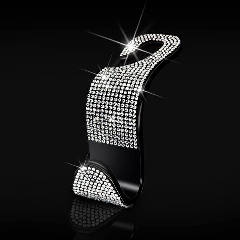 خطافات مقعد السيارة من الكريستال اللامع لمسند الرأس للنساء والفتيات، 4 عبوات من شماعات المقعد الخلفي التلقائي للمحفظة وحقيبة اليد والملابس وحقيبة البقالة (فضي) in Kuwait