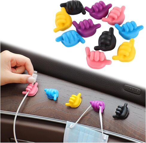 طقم خطافات سيارة صغيرة 10 قطع، خطافات إبهام مضحكة لتنظيم السيارة على لوحة القيادة وباب السيارة في كل مكان، حامل مفاتيح السيارة متعدد الأغراض، حامل قناع للسيارة، منظم كابل USB in Kuwait