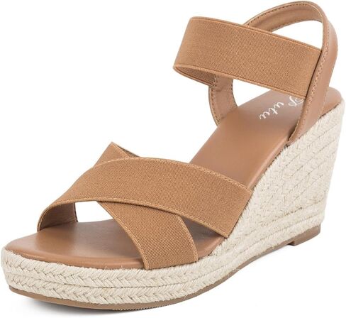 Putu Women's Espadrilles Wedge Sandals Elastic Ankle Strap Platform Sandals Open Toe Criss-cross Wedge Sandals in Saudi Arabia