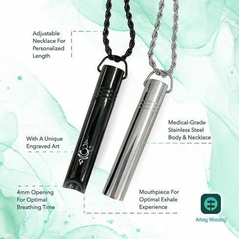 قلادة صافرة لتخفيف القلق من آرتسي وودسي، قلادة لتخفيف التوتر، أداة التنفس العميق الذهن، تخفيف القلق الطبيعي، مجوهرات التأمل، تهدئة الاسترخاء، إبطاء التنفس in Kuwait