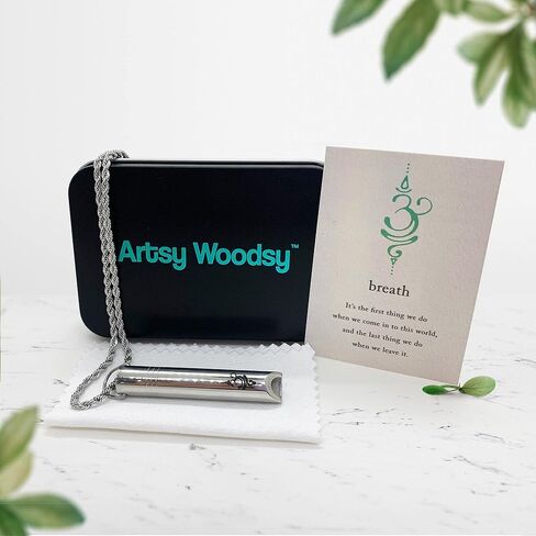 قلادة صافرة لتخفيف القلق من آرتسي وودسي، قلادة لتخفيف التوتر، أداة التنفس العميق الذهن، تخفيف القلق الطبيعي، مجوهرات التأمل، تهدئة الاسترخاء، إبطاء التنفس in Kuwait