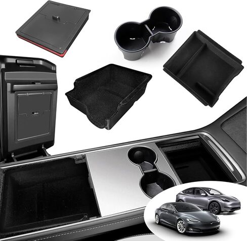 صينية تنظيم وحدة التحكم المركزية متوافقة مع طراز Tesla Y/3 2021-2024، ملحقات داخلية لصندوق تخزين درج مخفي ومسند للأكواب، عبوة من 4 قطع in Kuwait
