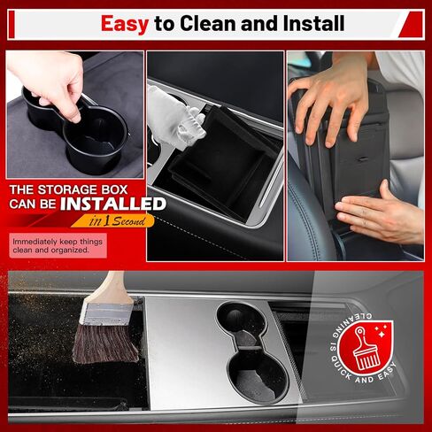 صينية تنظيم وحدة التحكم المركزية متوافقة مع طراز Tesla Y/3 2021-2024، ملحقات داخلية لصندوق تخزين درج مخفي ومسند للأكواب، عبوة من 4 قطع in Kuwait