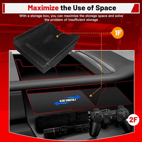 صينية تنظيم وحدة التحكم المركزية متوافقة مع طراز Tesla Y/3 2021-2024، ملحقات داخلية لصندوق تخزين درج مخفي ومسند للأكواب، عبوة من 4 قطع in Kuwait