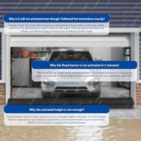 2 Pcs Water Activated Barrier 17 ft x 6.5 Inch Flood Barrier for Home Sandless Sand Bags Reusable Absorbent Flood Prevention Barrier for Garage Door Basement Protection in Saudi Arabia