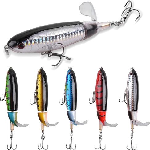 Bass Fishing Lures Set,Plopping Minnow Lure with Floating Rotating Tail Freshwater Artificial Hard Baits Swimbait Slow Sinking Lures for Trout Pike Walleye in Kuwait