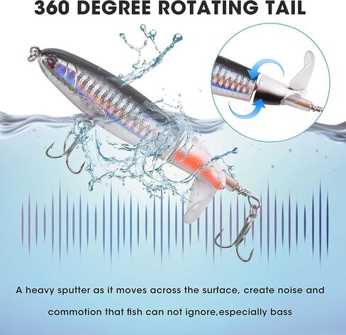 Bass Fishing Lures Set,Plopping Minnow Lure with Floating Rotating Tail Freshwater Artificial Hard Baits Swimbait Slow Sinking Lures for Trout Pike Walleye in Kuwait