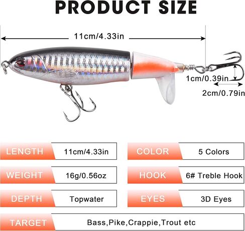 Bass Fishing Lures Set,Plopping Minnow Lure with Floating Rotating Tail Freshwater Artificial Hard Baits Swimbait Slow Sinking Lures for Trout Pike Walleye in Kuwait