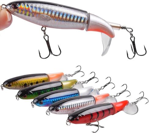 Bass Fishing Lures Set,Plopping Minnow Lure with Floating Rotating Tail Freshwater Artificial Hard Baits Swimbait Slow Sinking Lures for Trout Pike Walleye in Kuwait