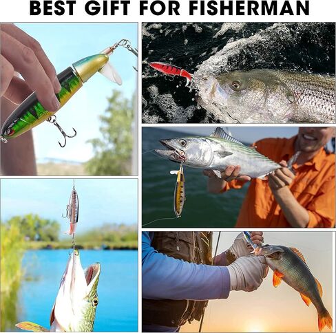 Bass Fishing Lures Set,Plopping Minnow Lure with Floating Rotating Tail Freshwater Artificial Hard Baits Swimbait Slow Sinking Lures for Trout Pike Walleye in Kuwait