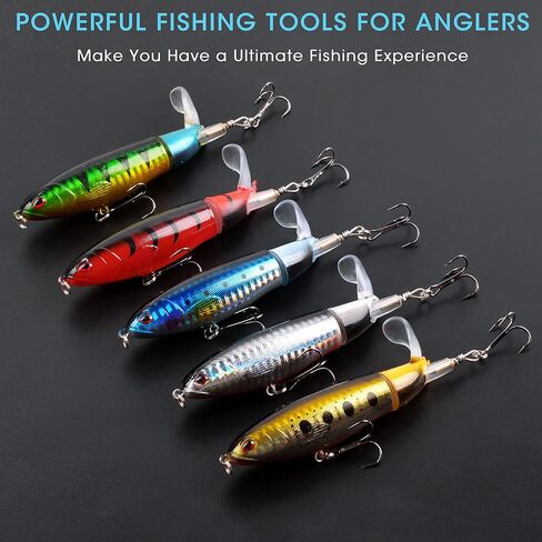 Bass Fishing Lures Set,Plopping Minnow Lure with Floating Rotating Tail Freshwater Artificial Hard Baits Swimbait Slow Sinking Lures for Trout Pike Walleye in Kuwait