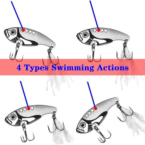 KOOLIYA 7 Pcs Different Sizes Fishing Lures Hard Bait Metal Blade Lure VIB Lure Topwater Lure, with Treble Hook Lipless Crankbait for Bass Trout Walleye Redfish Fishing in Kuwait