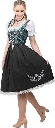 Long Black & Green Dirndl Dress Set For German Oktoberfest And Halloween in Saudi Arabia