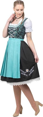 Long Black & Green Dirndl Dress Set For German Oktoberfest And Halloween in Saudi Arabia