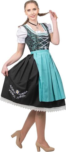 Long Black & Green Dirndl Dress Set For German Oktoberfest And Halloween in Saudi Arabia