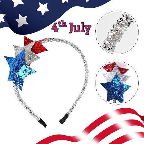 الرابع من يوليو عقال يوم الاستقلال العصابات الشعر الحزب الوطني إكسسوارات الشعر سباركلي الأحمر الأبيض الأزرق ستار الشعر هوب للنساء الفتيات الأمريكية يوم الذكرى زينة الحفلات لوازم 1 قطعة in Kuwait