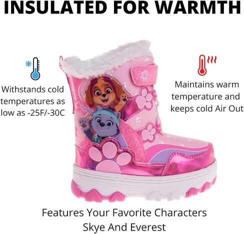 Nickelodeon Paw Patrol Fleece Lined Snow Boots for Girls Winter Boots (Toddler/Little Kid) in Saudi Arabia