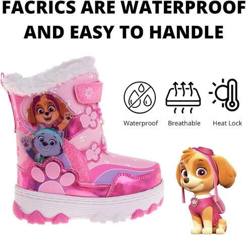 Nickelodeon Paw Patrol Fleece Lined Snow Boots for Girls Winter Boots (Toddler/Little Kid) in Saudi Arabia