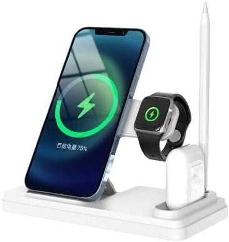 قاعدة شحن لاسلكية 4 في 1، قاعدة شحن سريعة مطورة لعام 2023 لسلسلة iWatch 7/6/SE/5/4/3/2، AirPods & Pencil، متوافقة مع iPhone13/12Pro/11/XS/XR/8 in Saudi Arabia