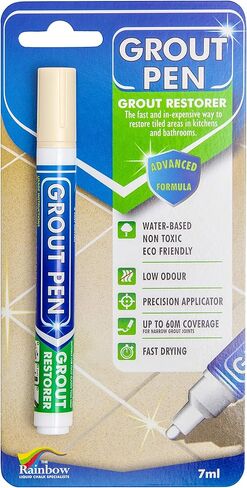 Grout Pen Cream Tile Paint Marker: Waterproof Grout Paint Pen, Tile Grout Colorant and Sealer Pen for Bathroom, Shower, Kitchen, More - Cream, Wide 15mm Tip (20mL) in Saudi Arabia