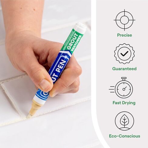 Grout Pen Cream Tile Paint Marker: Waterproof Grout Paint Pen, Tile Grout Colorant and Sealer Pen for Bathroom, Shower, Kitchen, More - Cream, Wide 15mm Tip (20mL) in Saudi Arabia