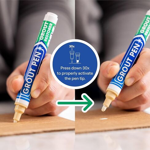 Grout Pen Cream Tile Paint Marker: Waterproof Grout Paint Pen, Tile Grout Colorant and Sealer Pen for Bathroom, Shower, Kitchen, More - Cream, Wide 15mm Tip (20mL) in Saudi Arabia